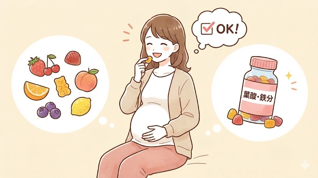妊婦さんもグミを食べてOK!つわりのリフレッシュになる「おやつグミ」と、栄養補給ができる「サプリグミ」の違いを知って上手に活用しましょう。
