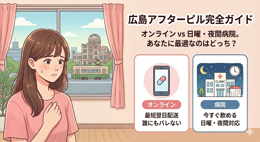 【医師監修】広島でアフターピルが安い・早いのは？オンライン処方と日曜・夜間対応の病院リスト
