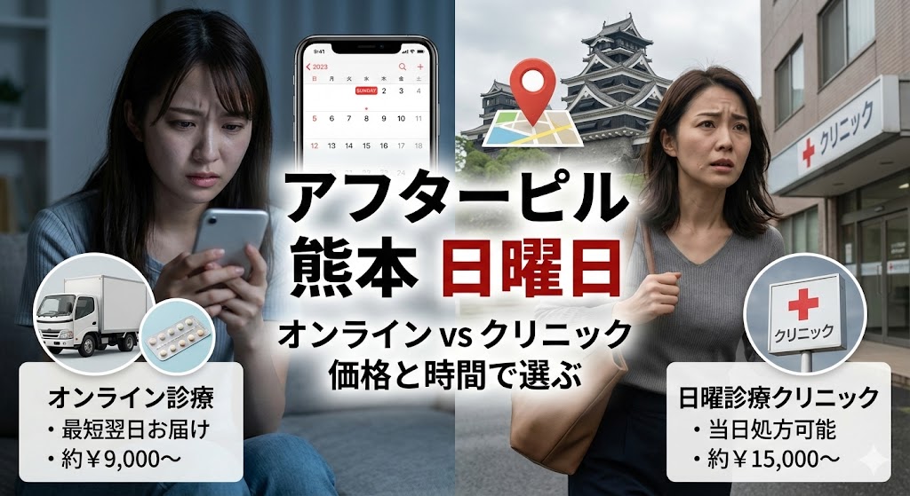 熊本のアフターピル安いのは？日曜診療vsオンラインの値段比較と到着時間