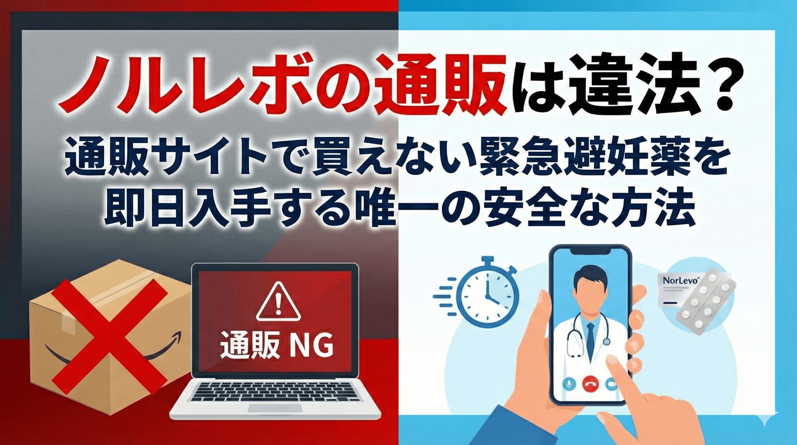 ノルレボの通販は違法？通販サイトで買えない緊急避妊薬を即日入手する唯一の安全な方法
