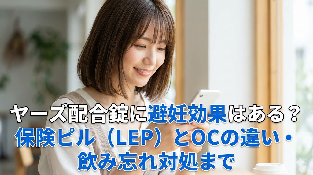 ヤーズ配合錠の避妊効果や保険適用ピル（LEP）と低用量ピル（OC）の違い、飲み忘れ時の対処法を解説する記事のアイキャッチ画像